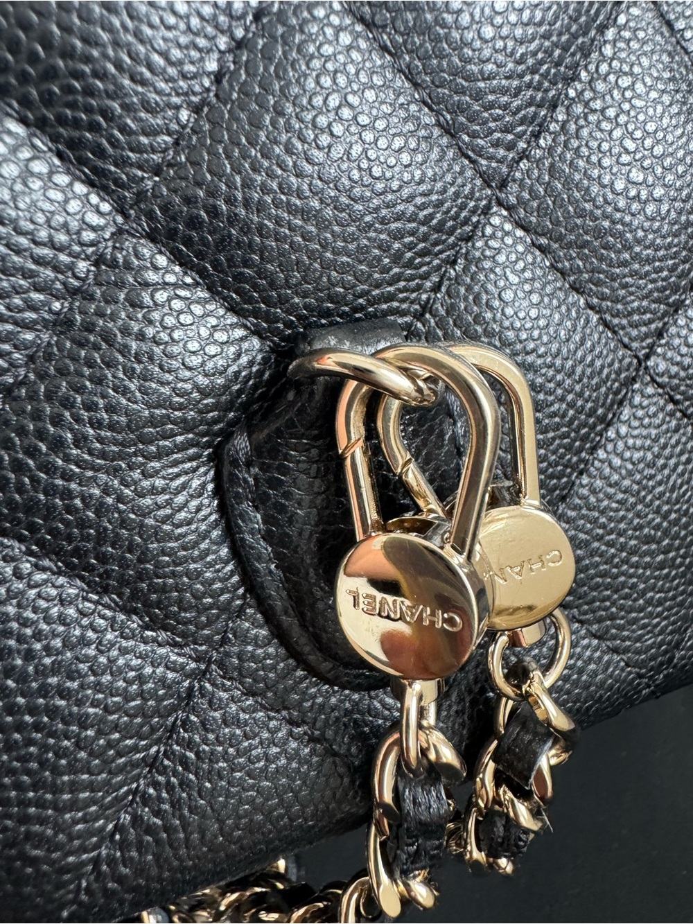 Chanel Black Quilted Caviar Leather Mini Backpack with Gold Chain - Picture 6 of 10